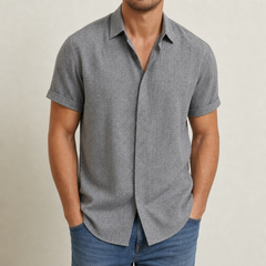 Bilbao Linen Short Sleeve Shirt in Gray