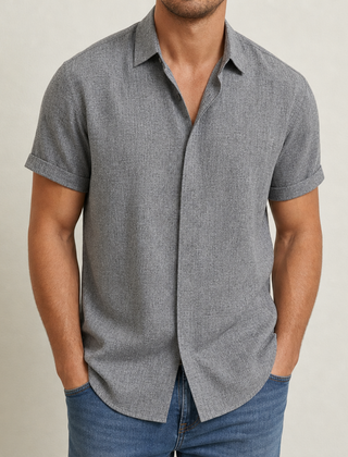Bilbao Linen Short Sleeve Shirt in Gray