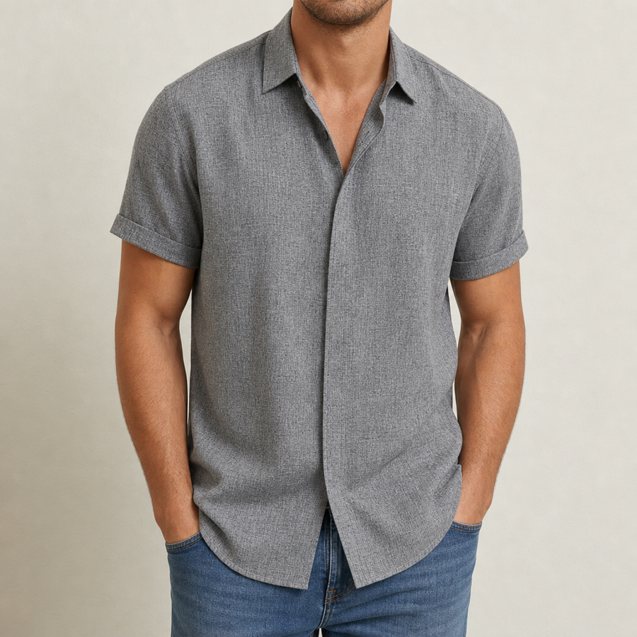 Bilbao Linen Short Sleeve Shirt in Gray
