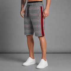 Paros Plaid Side Stripe Shorts in Red