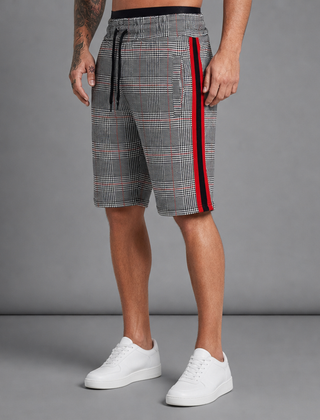 Paros Plaid Side Stripe Shorts in Red