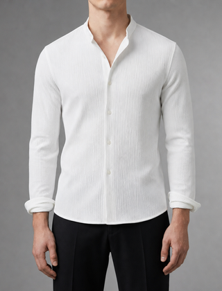 Ericeira Textured Slim Casual Shirt in White