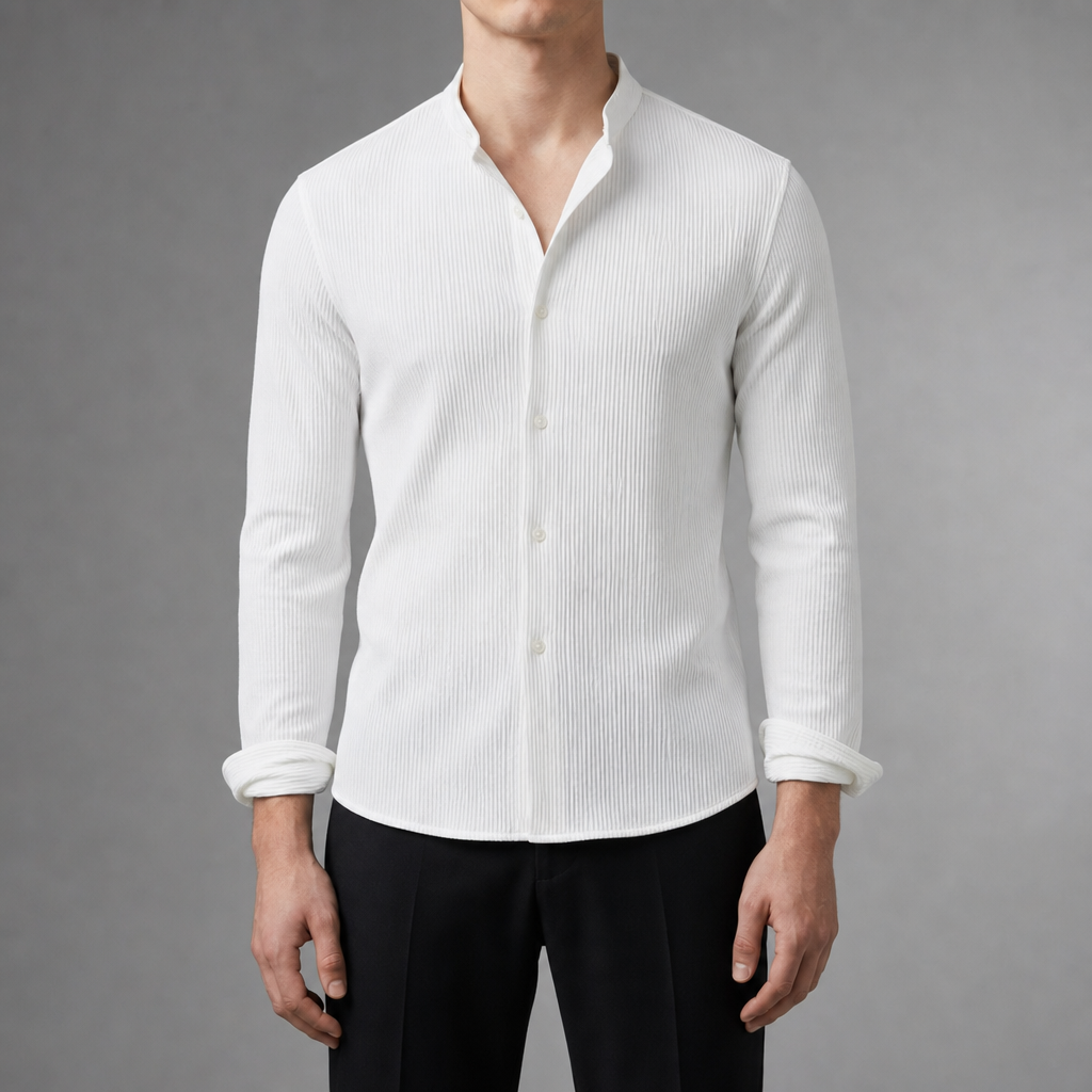 Ericeira Textured Slim Casual Shirt in White