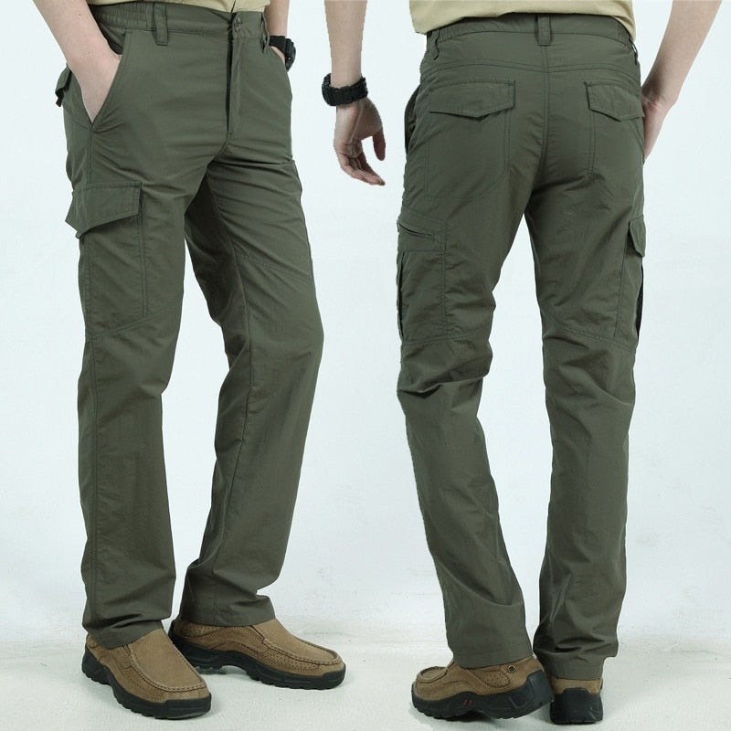 Men's High Waisted Pants | Relaxed Fit Cargo Pockets Cotton