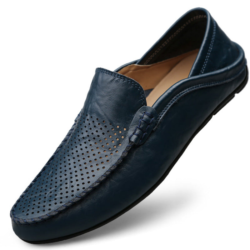 Men's Casual Penny Loafers | Perforated Leather Slip-On Moccasin
