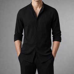 Ericeira Textured Slim Casual Shirt in Black