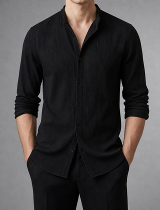 Ericeira Textured Slim Casual Shirt in Black