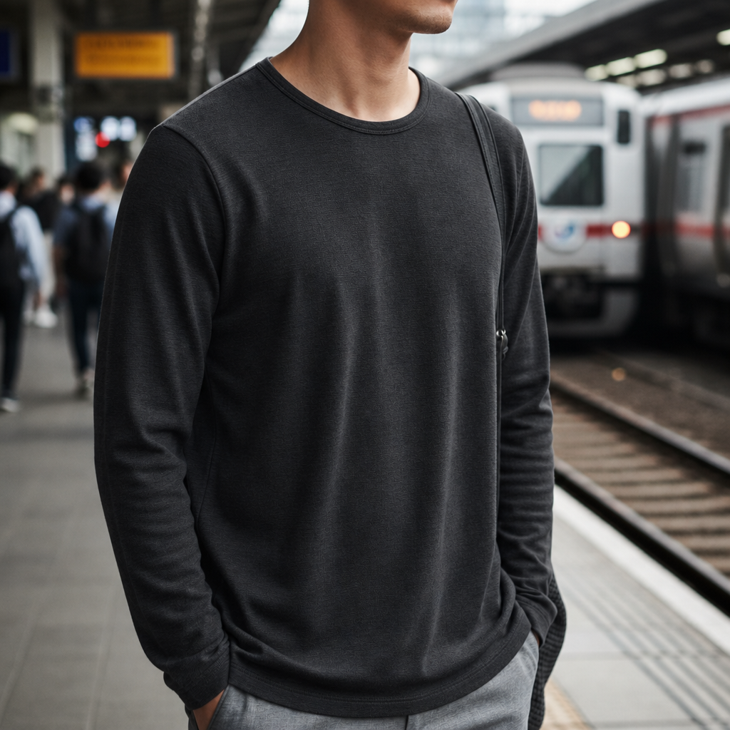 Corte Long Sleeve T-Shirt in Black