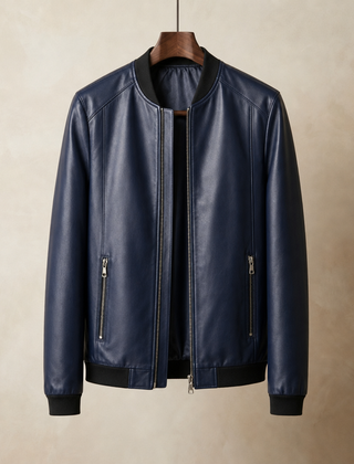 Rab Leather Bomber Jacket in Blue