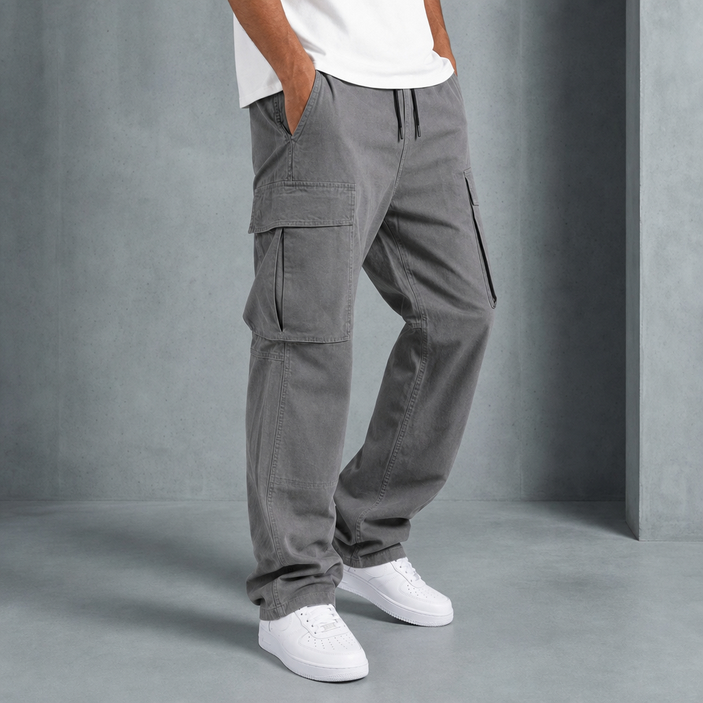 Alberobello Relaxed Fit Cargo Pants in Gray