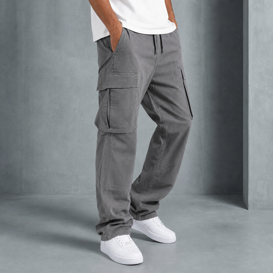 Alberobello Relaxed Fit Cargo Pants in Gray