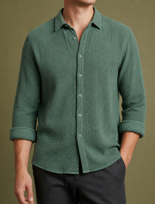 Bonifacio Cotton Gauze Casual Shirt in Green