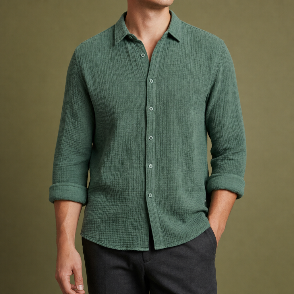 Bonifacio Cotton Gauze Casual Shirt in Green