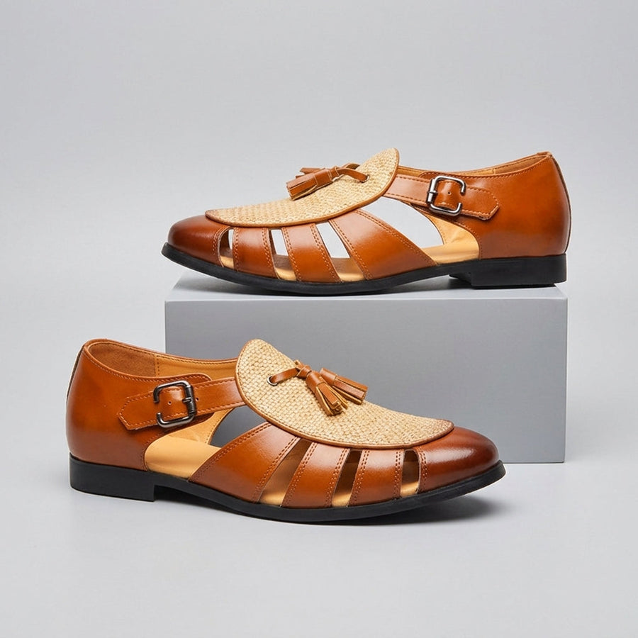 Men's Slide | Closed Toe Leather Strappy Cushioned