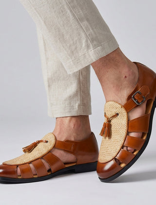 Men's Slide | Closed Toe Leather Strappy Cushioned