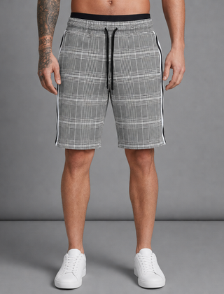 Paros Plaid Side Stripe Shorts in White