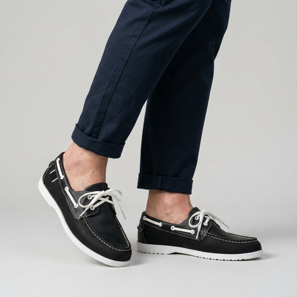 Men's Boat Shoe | Side Lace Stitched Toe Contrast Detail
