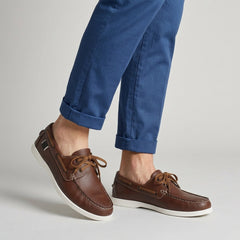 Men's Boat Shoe | Side Lace Stitched Toe Contrast Detail