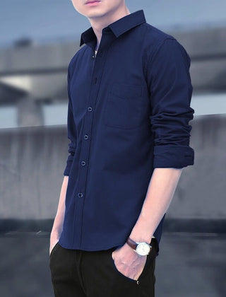 Men's Black Shirt | Slim Fit Button Collar Long Sleeve