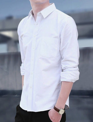 Men's Black Shirt | Slim Fit Button Collar Long Sleeve