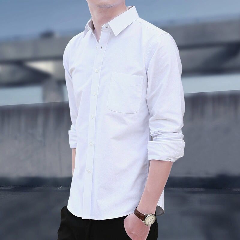 Men's Black Shirt | Slim Fit Button Collar Long Sleeve