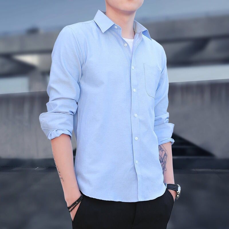 Men's Black Shirt | Slim Fit Button Collar Long Sleeve
