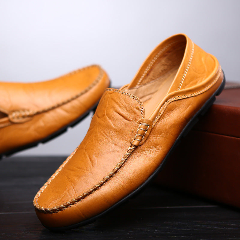 Men's Casual Penny Loafers | Perforated Leather Slip-On Moccasin