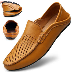 Men's Casual Penny Loafers | Perforated Leather Slip-On Moccasin