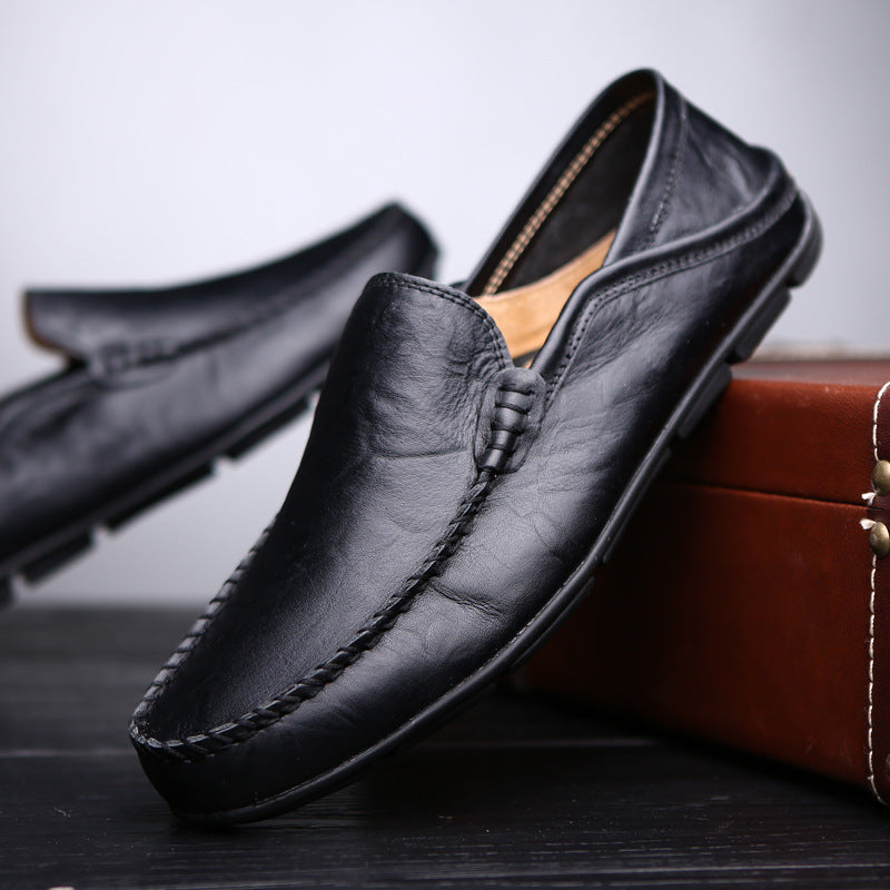 Men's Casual Penny Loafers | Perforated Leather Slip-On Moccasin
