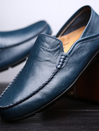 Men's Casual Penny Loafers | Perforated Leather Slip-On Moccasin