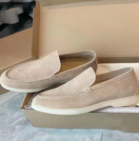Men's Shoes Loafer | Suede Round Toe Slip-On Rubber Sole
