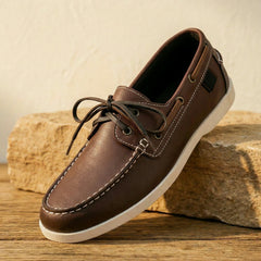 Men's Boat Shoe | Side Lace Stitched Toe Contrast Detail