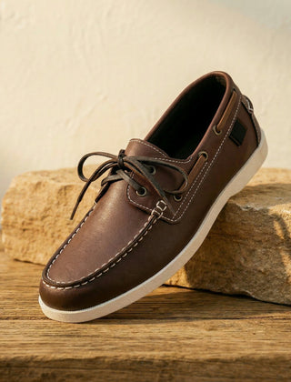 Men's Boat Shoe | Side Lace Stitched Toe Contrast Detail