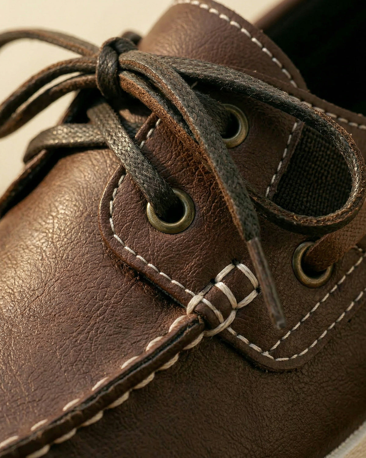 Men's Boat Shoe | Side Lace Stitched Toe Contrast Detail