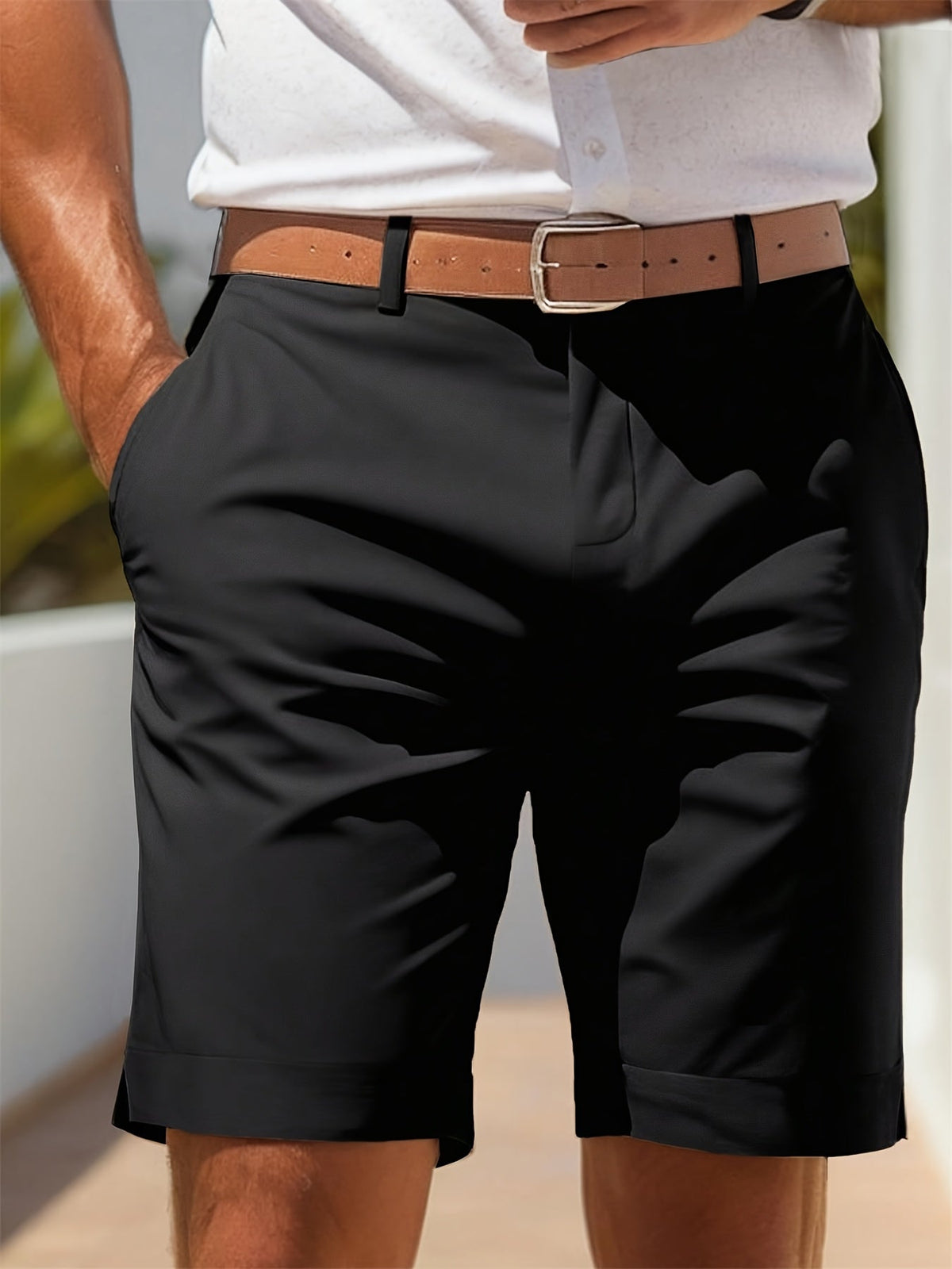 Men's Tailored Shorts | Regular Fit Woven Chino Pockets