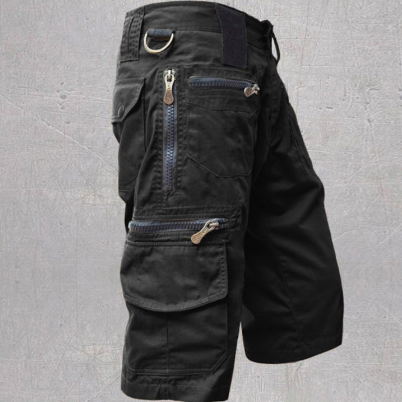 Men's Black Short Cargo Pants | Relaxed Fit Utility Pockets