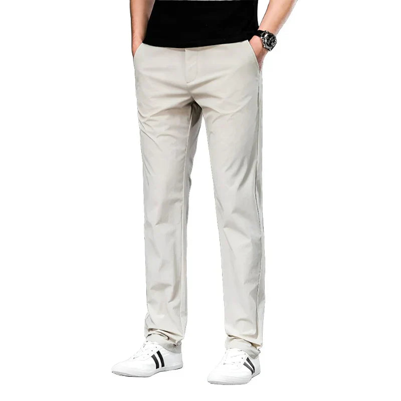 Men's Chino Pants | Straight Leg Loose Fit Zip Closure