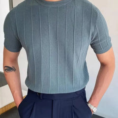 Men's Shirt | Ribbed Knit Short Sleeve Crew Neck