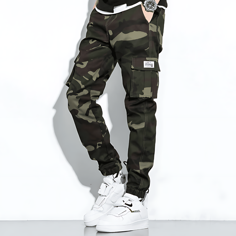 Men's Camo Pants | Tapered Leg Cargo Pockets Stretch