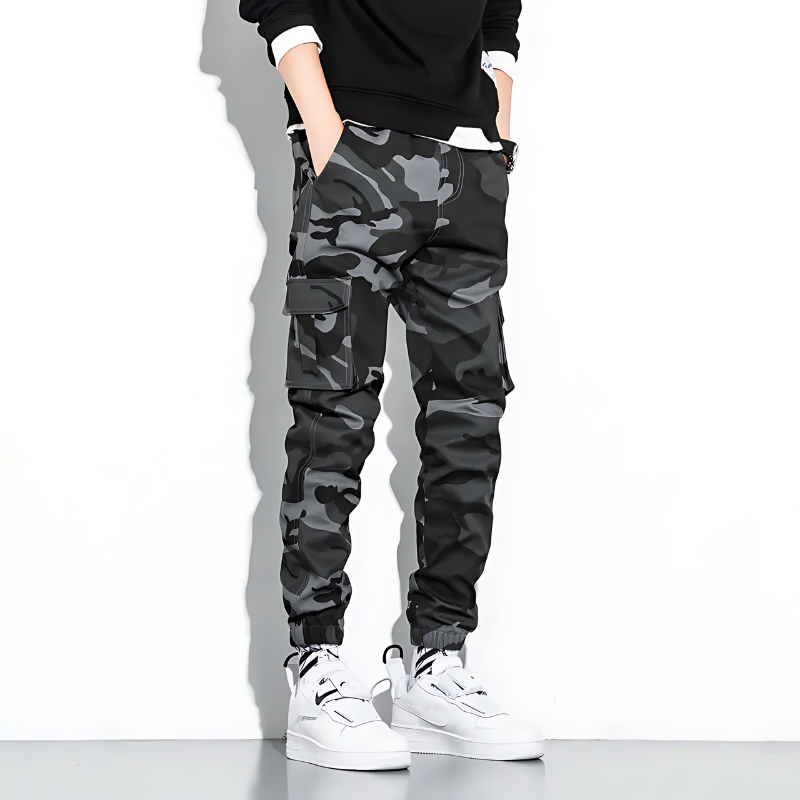 Men's Camo Pants | Tapered Leg Cargo Pockets Stretch