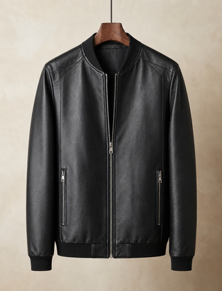 Rab Leather Bomber Jacket in Black