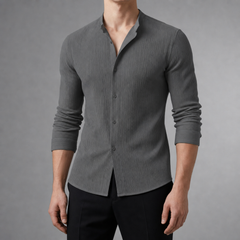 Ericeira Textured Slim Casual Shirt in Gray