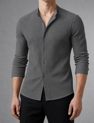 Ericeira Textured Slim Casual Shirt in Gray