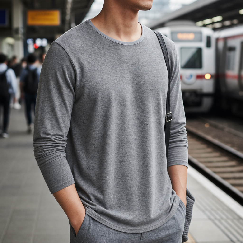 Corte Long Sleeve T-Shirt in Gray