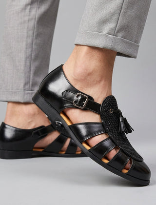 Men's Slide | Closed Toe Leather Strappy Cushioned
