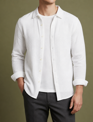 Bonifacio Cotton Gauze Casual Shirt in White