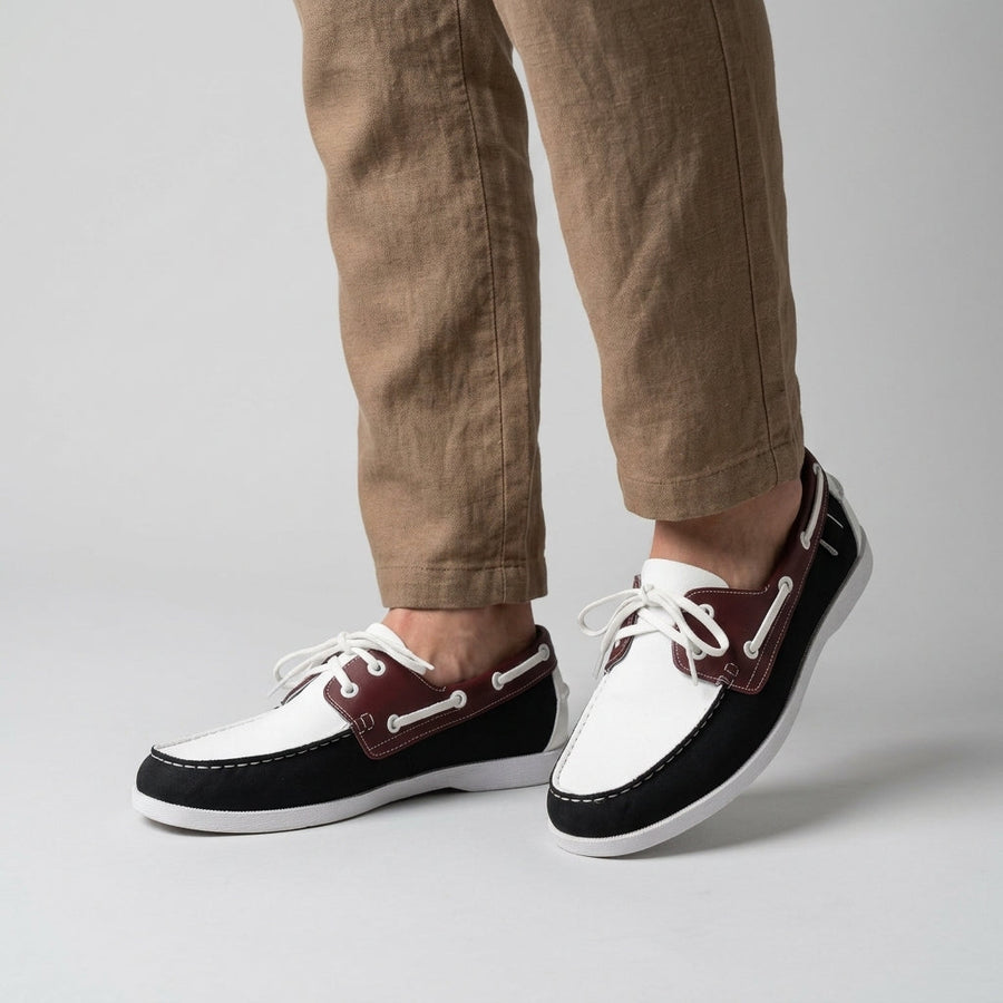 Men's Boat Shoe | Side Lace Stitched Toe Contrast Detail