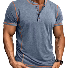 Men's T Shirt | Henley Neckline Button Closure Short Sleeve