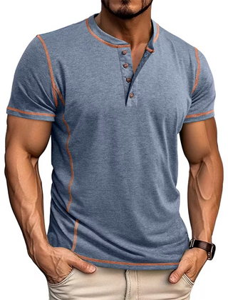 Men's T Shirt | Henley Neckline Button Closure Short Sleeve