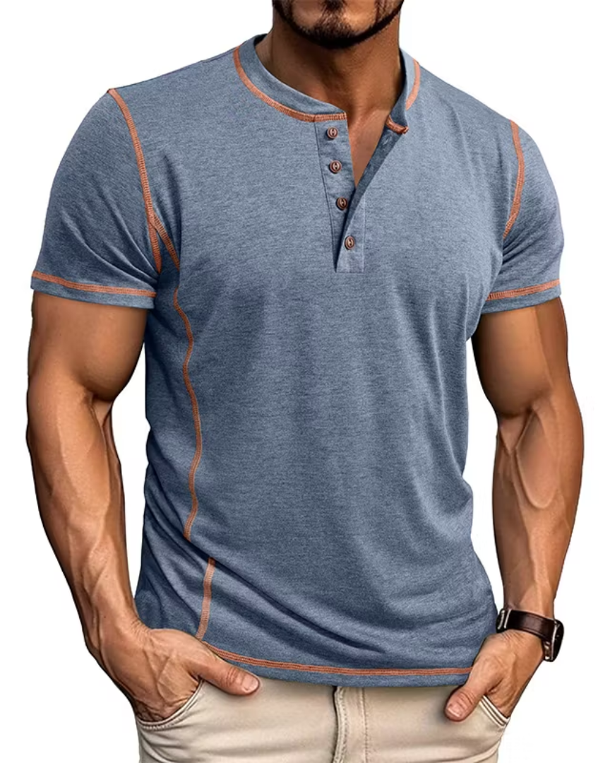 Men's T Shirt | Henley Neckline Button Closure Short Sleeve